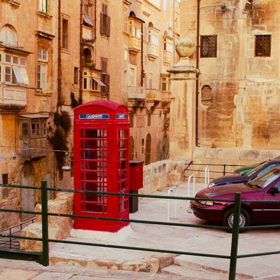 Telephone box on a stone street