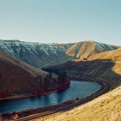 River bend below hills