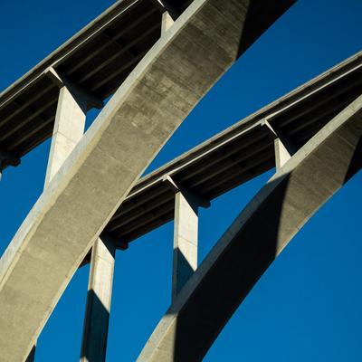Concrete viaduct against sky